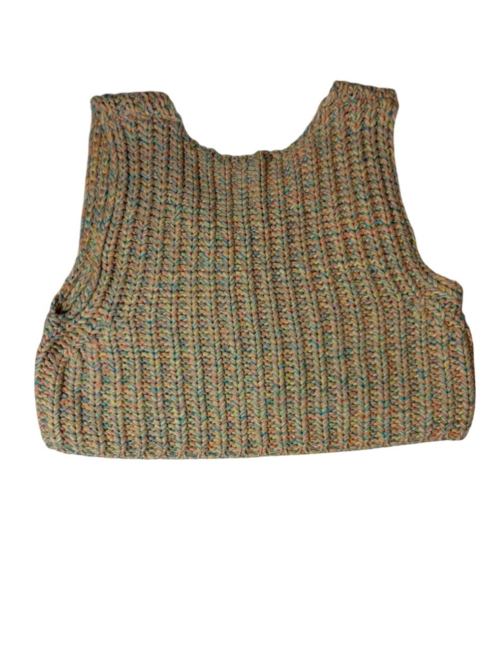 Free People Chunky Knit Tank Pastel Marled Cropped Sweater Vest Boho